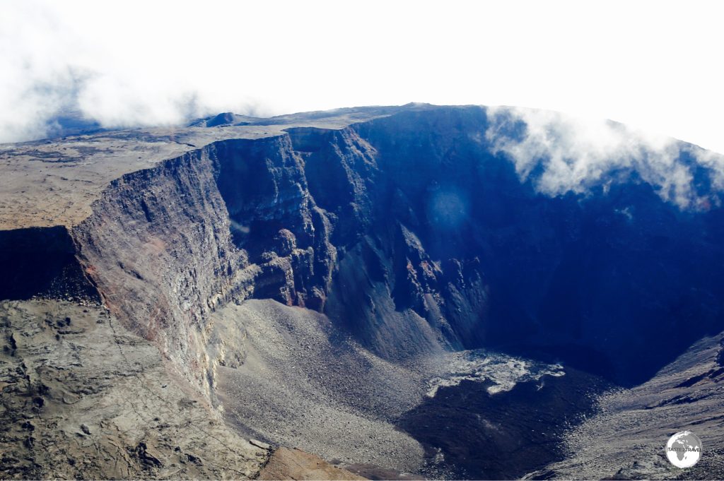 A panoramic view of the Piton de la Fournaise volcano from my Corail helicopter flight.