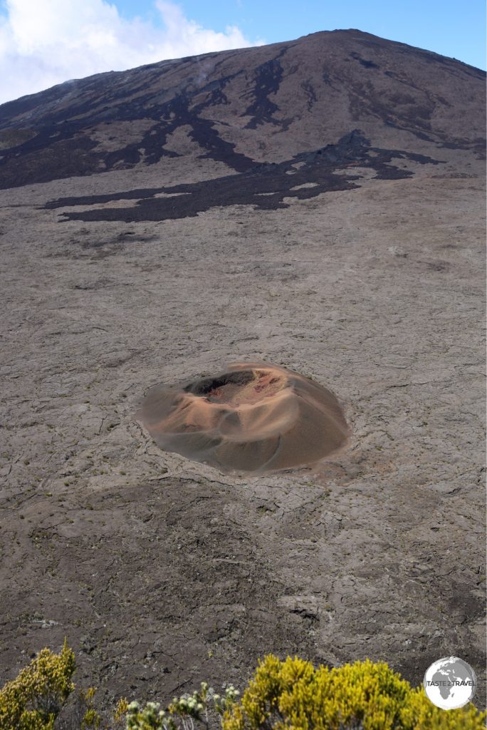 The Formica Leo crater at the Piton de la Fournaise volcano.
