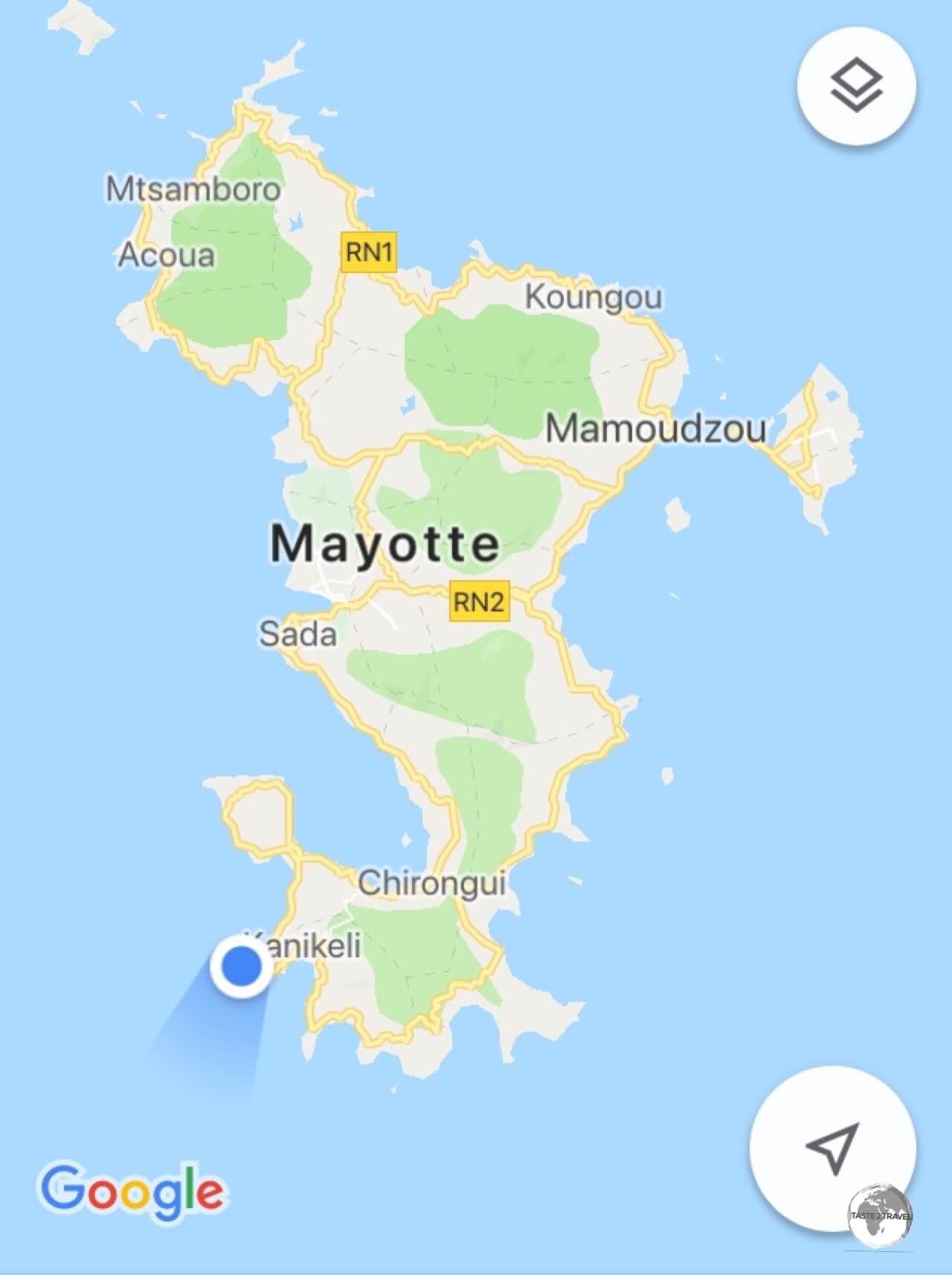 The seahorse-shaped Mayotte.
