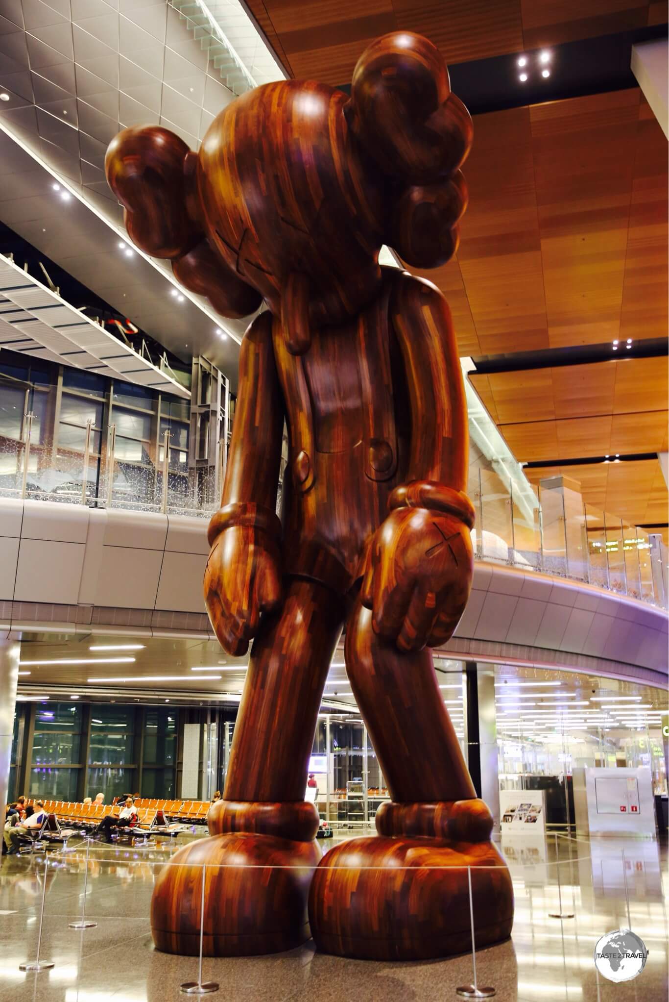 The latest artwork to be installed at HIA, the 32 feet tall 'Small Lie' is the work of American artist KAWS.