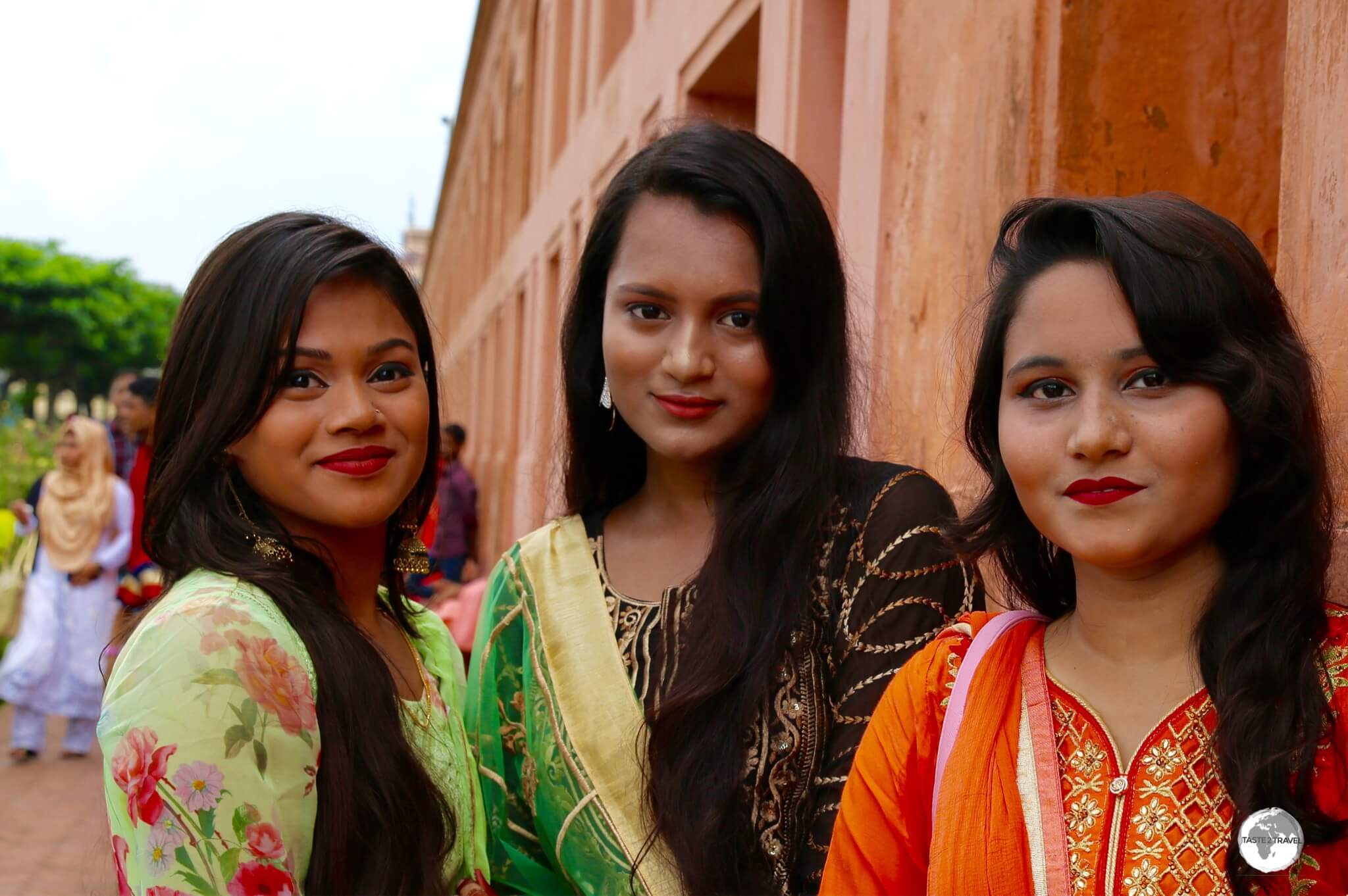 Bangladeshi girls looking resplendent in their Salwar Kameez at Lalbagh fort.