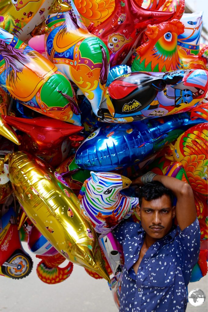A balloon seller in Old Dhaka.
