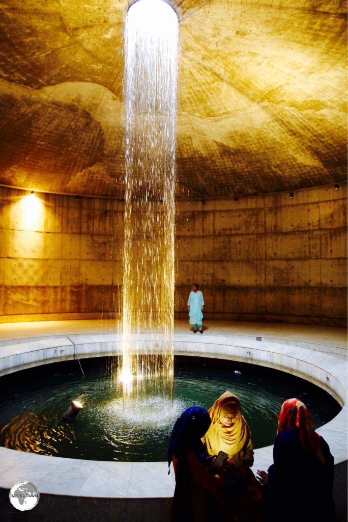 Underground waterfall at the Museum of Independence.