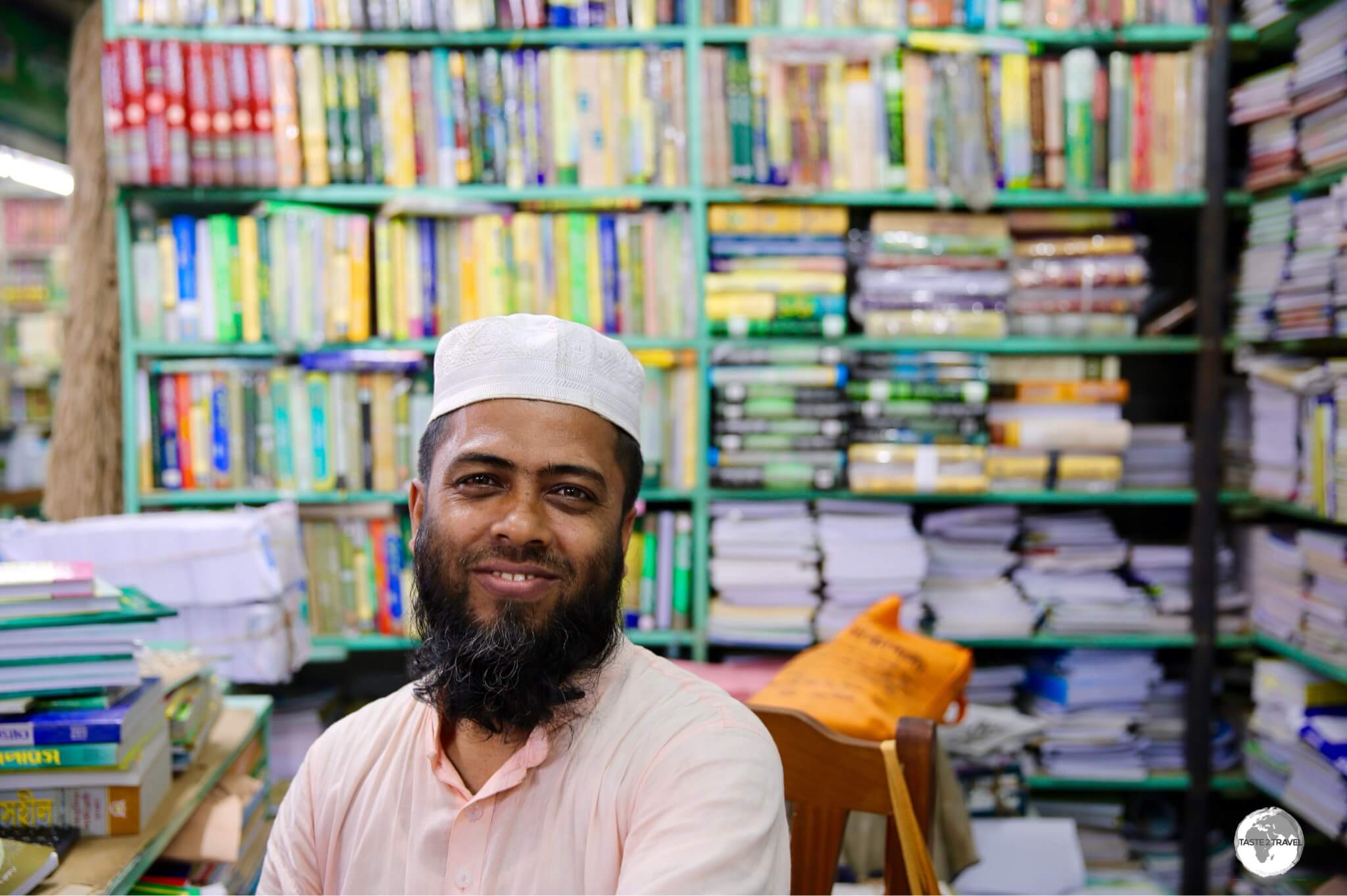 A seller of Islamic books at Bongo Bazar.