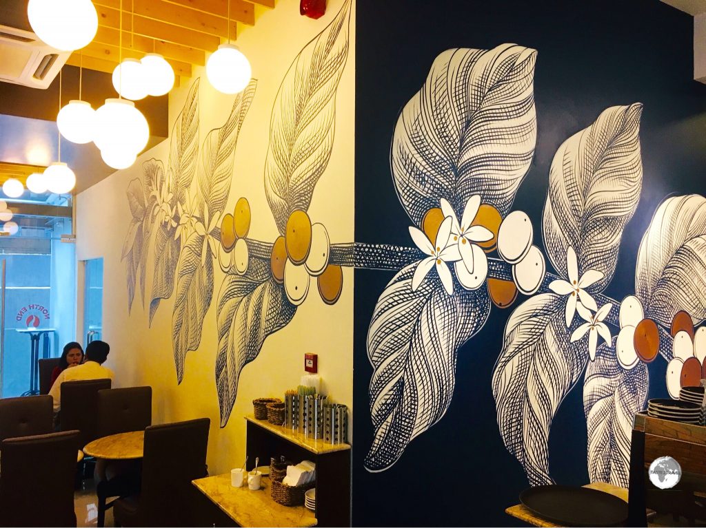 Artwork on the walls of the Banani branch of North End Coffee Roasters.