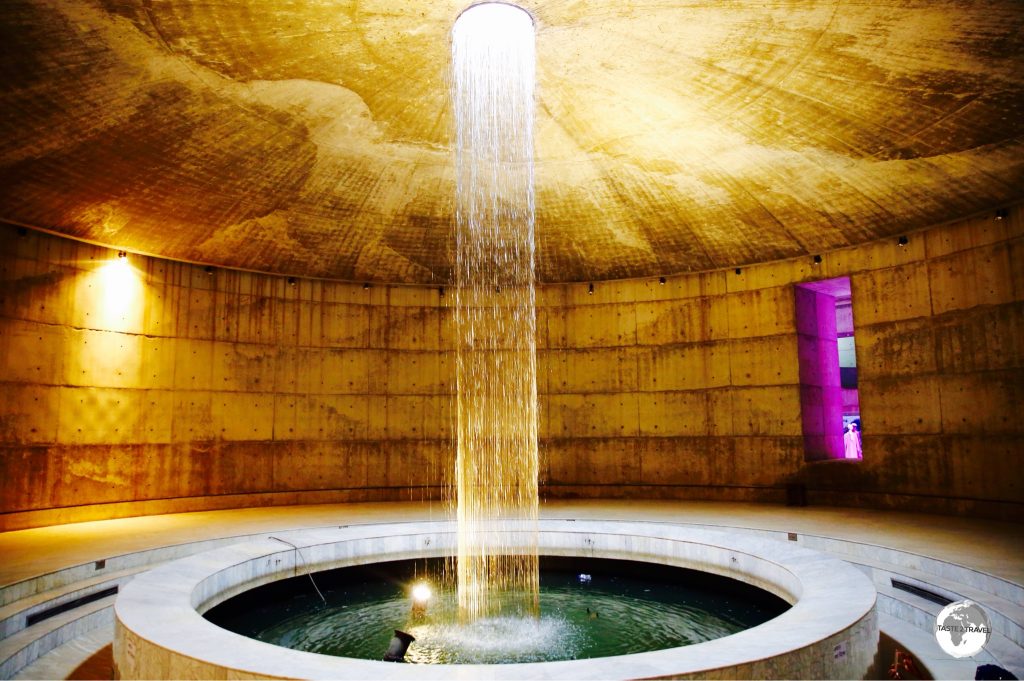 Underground waterfall at the Museum of Independence.