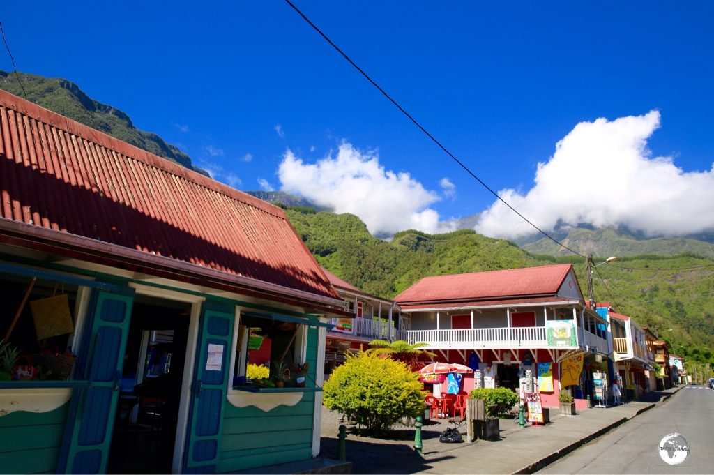 The main street of Hell-bourg is lined with traditional Creole houses.