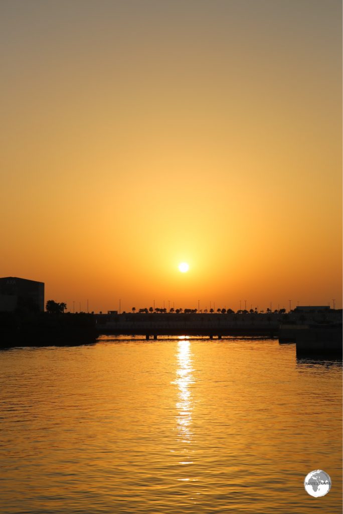 Sunset over Bahrain Bay.