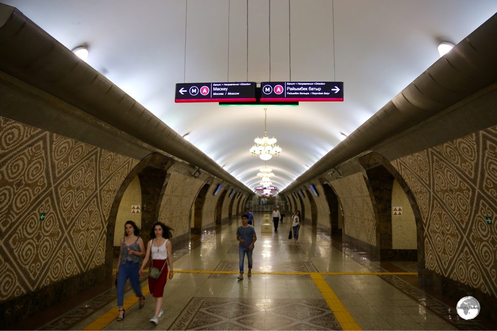 Zhibek Zholy metro station.