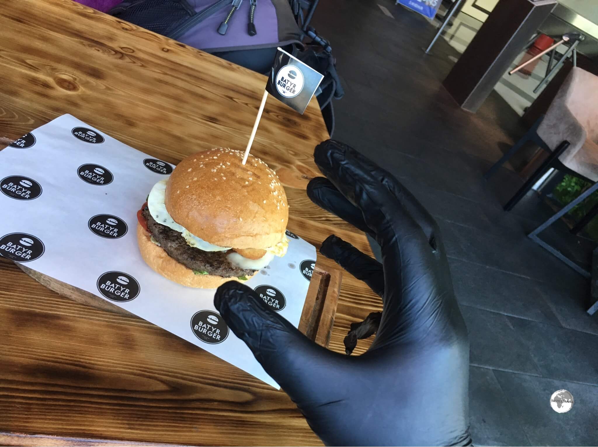 Burgers in Kazakhstan are always served with a pair of latex gloves - to keep your hands clean.