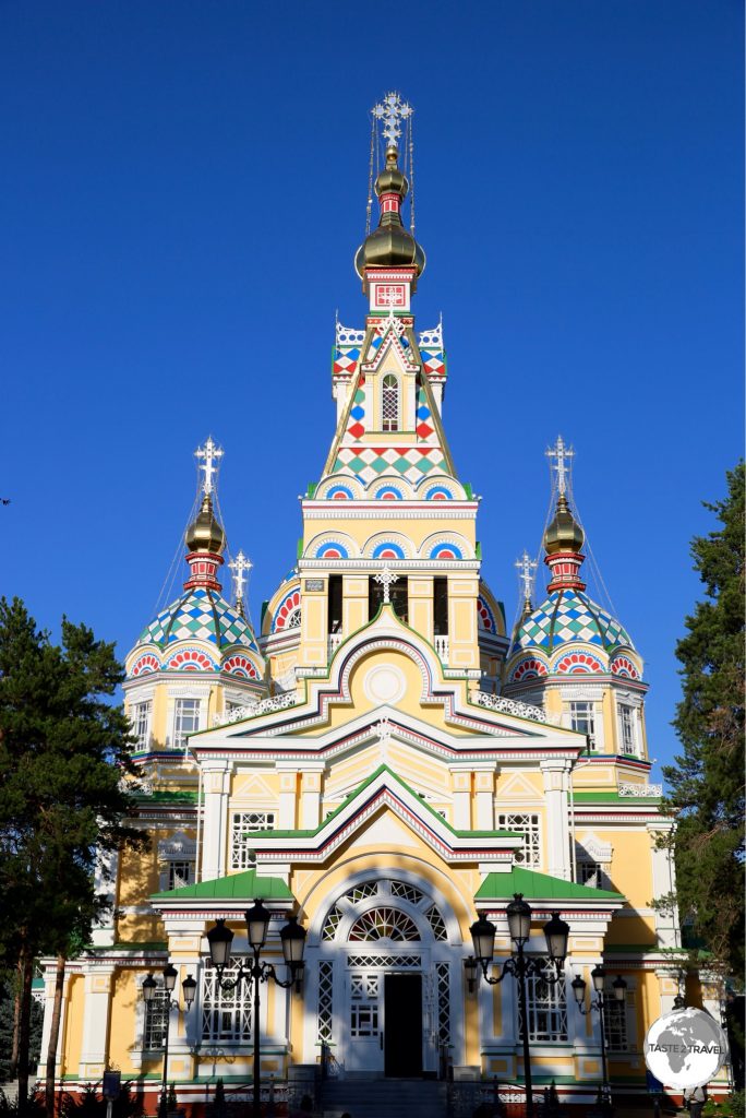 The incredibly beautiful Ascension Cathedral, which is located in the centre of Panfilov park.