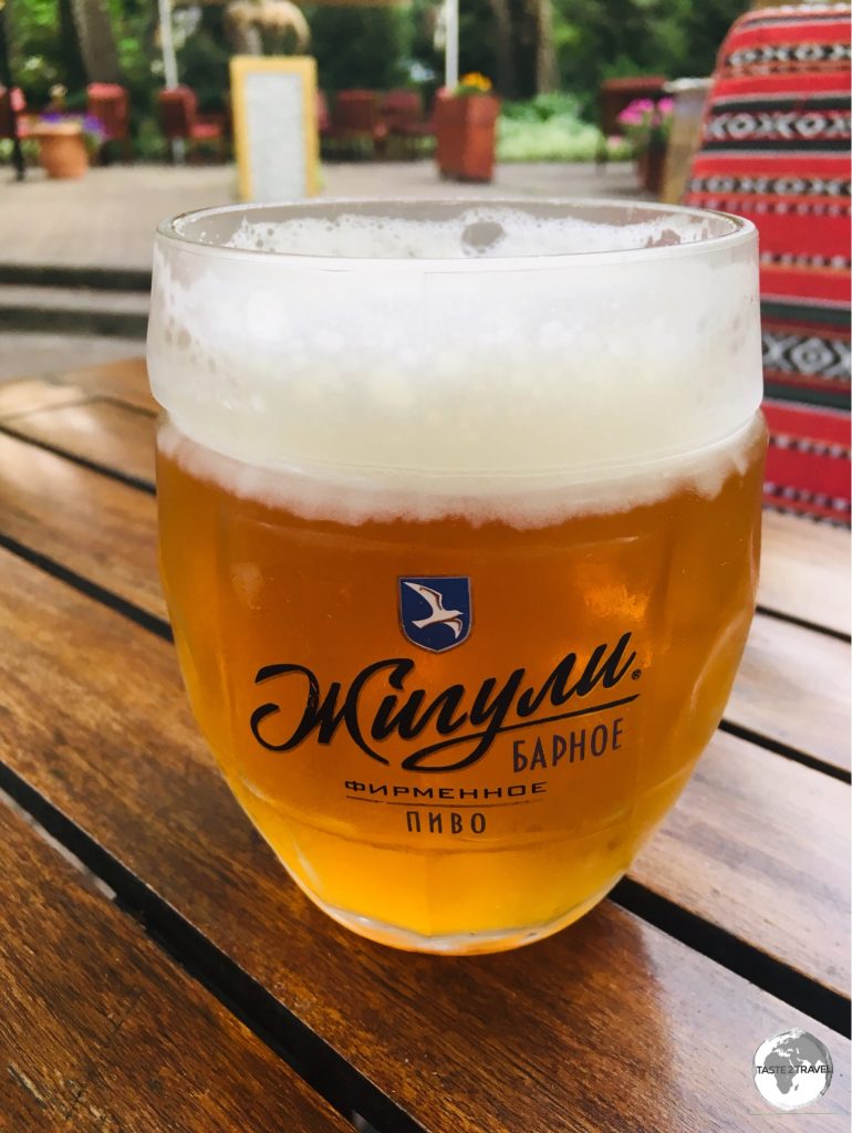An ice-cold mug of local beer, very refreshing on a hot summer’s day.