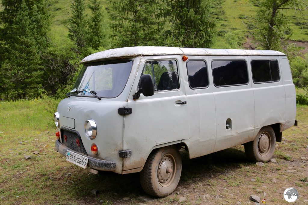 Our Russian-made UAZ 4WD was as comfortable as a tank.