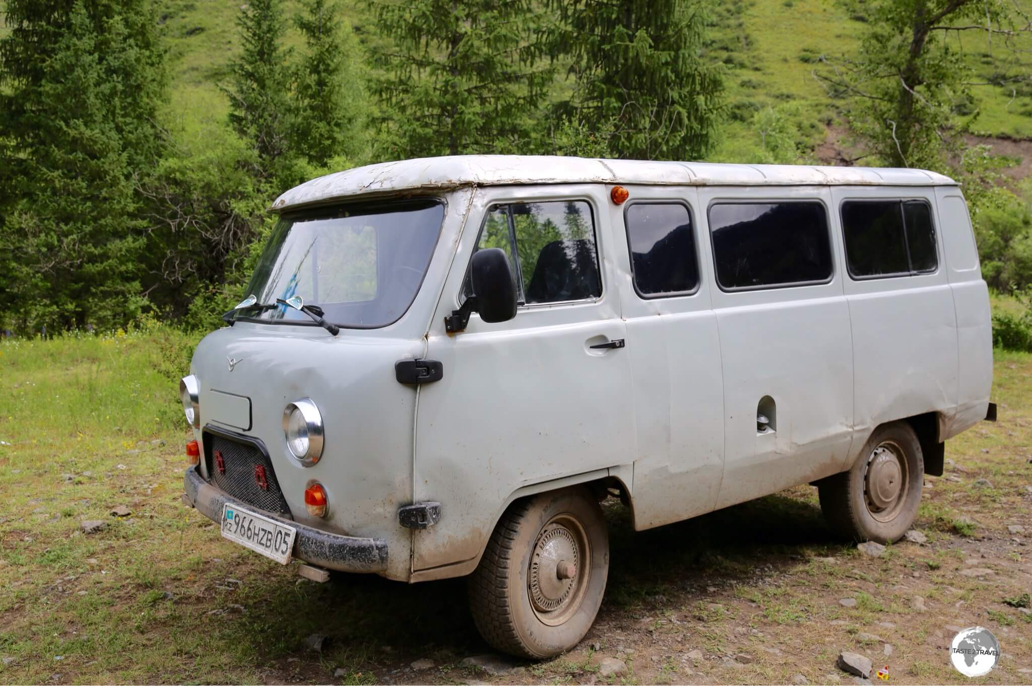 Our Russian-made UAZ 4WD was as comfortable as a tank but delivered us, relatively unscathed, to Lake Kaindy.