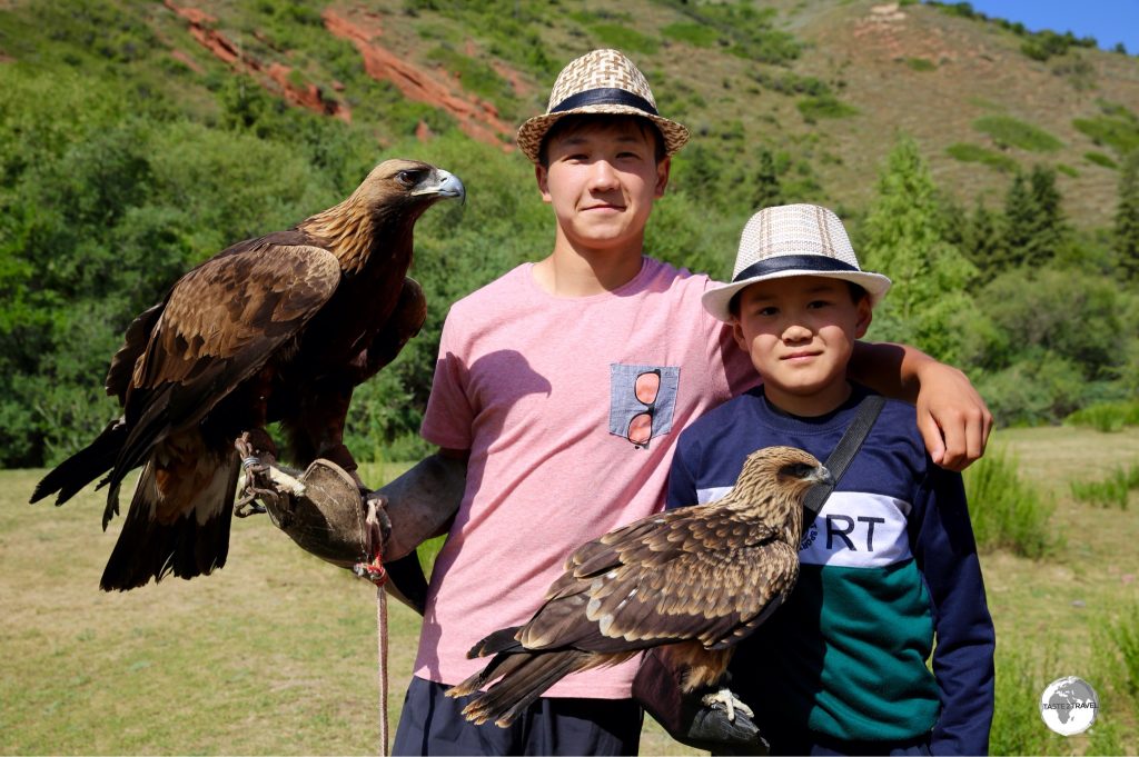 Two young Kyrgyz entrepreneurs rent their pet eagles out to tourists for the ultimate selfie photos.
