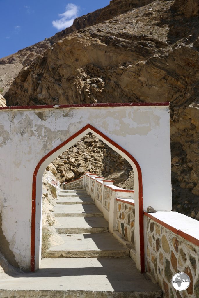 The entrance to Bibi Fatima springs, which lie a short drive from Yumchun fort.