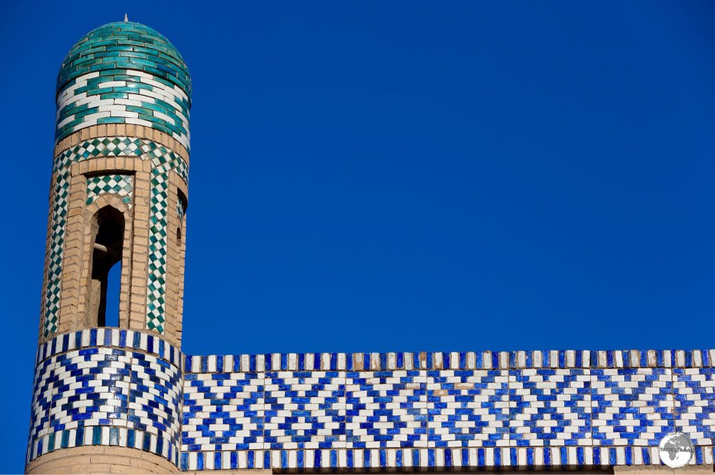Detail of the tiled roof of the Islam Khoja Madrasah in Khiva.