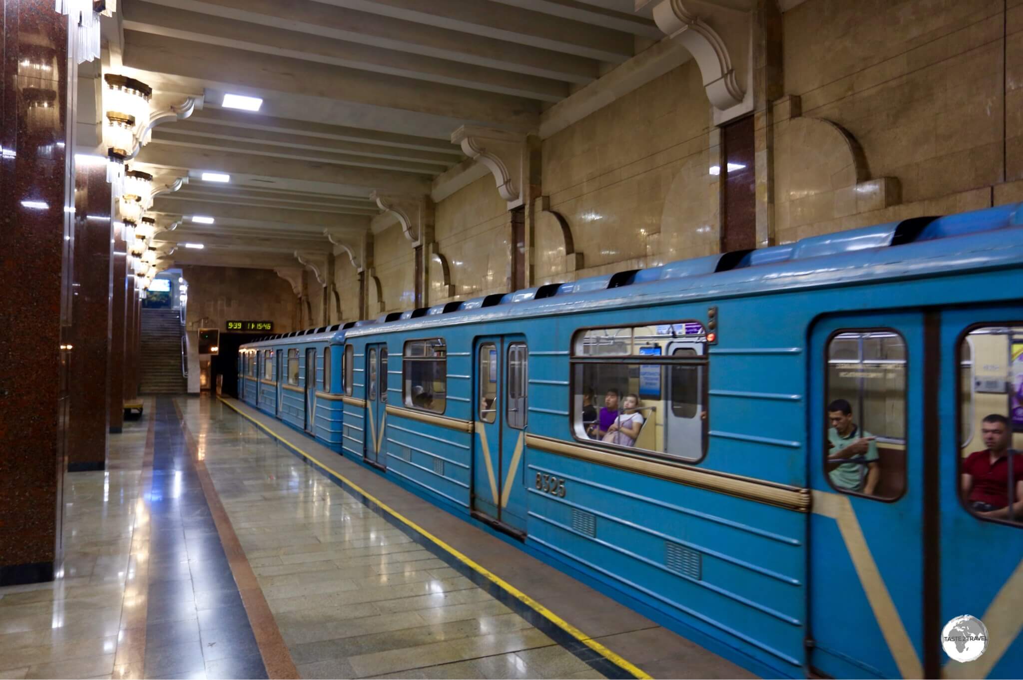 A Tashkent metro train operating on the green line.