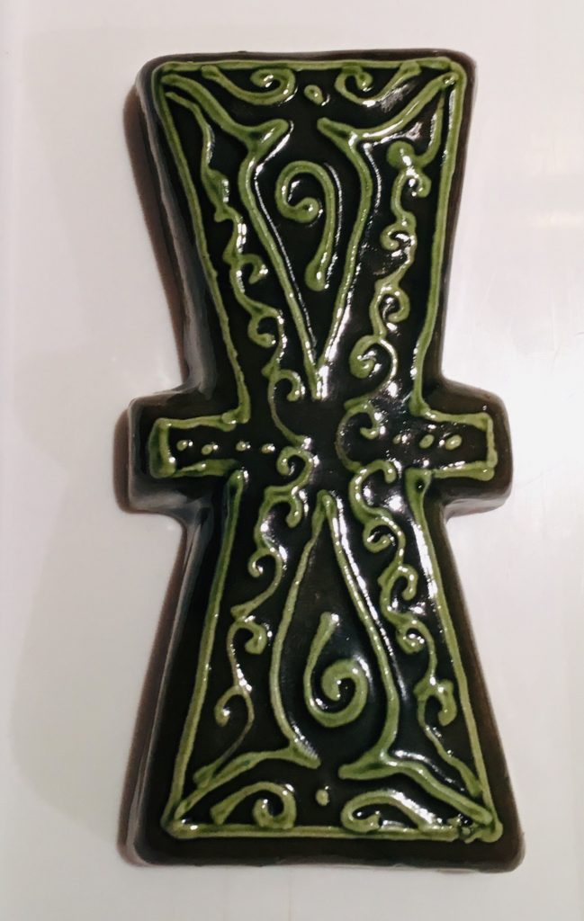 My Khiva 'Cross' tile which I purchased at Nurullaboy Saroyi.