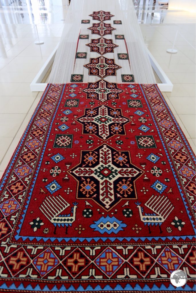 One of many fascinating displays inside the Heydar Aliyev Centre, a deconstructed Azerbaijani rug.