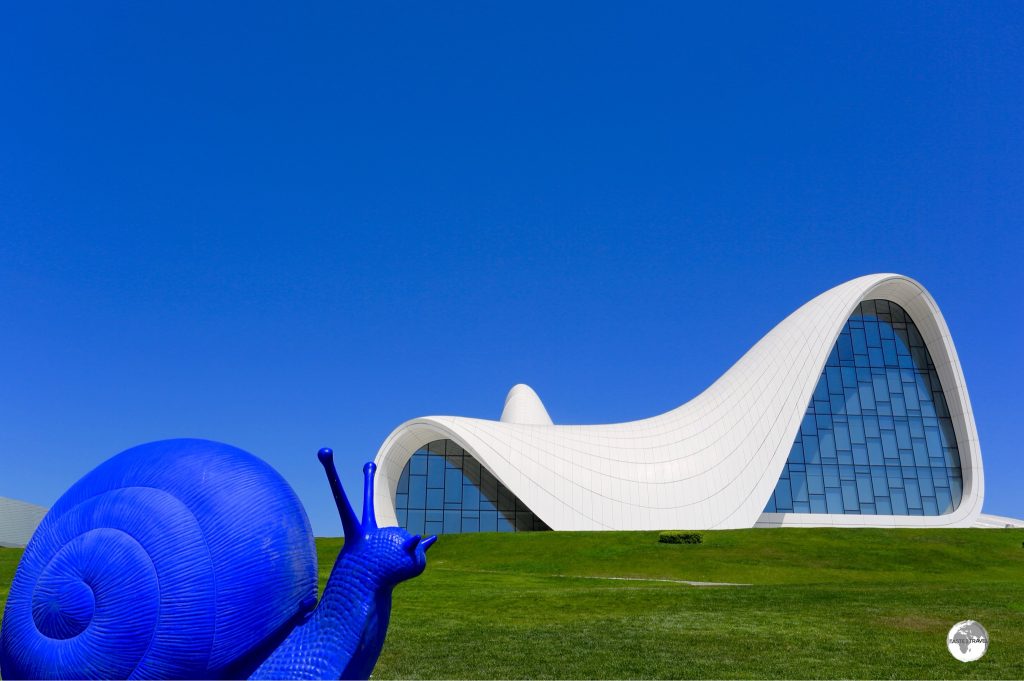 Funky artwork and the amazing Zaha Hadid-designed Heydar Aliyev Centre.