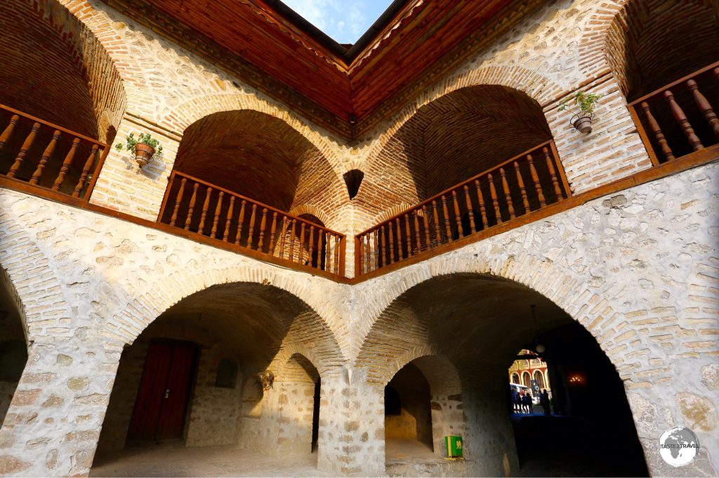 The courtyard of the old caravansary in historic Sheki.