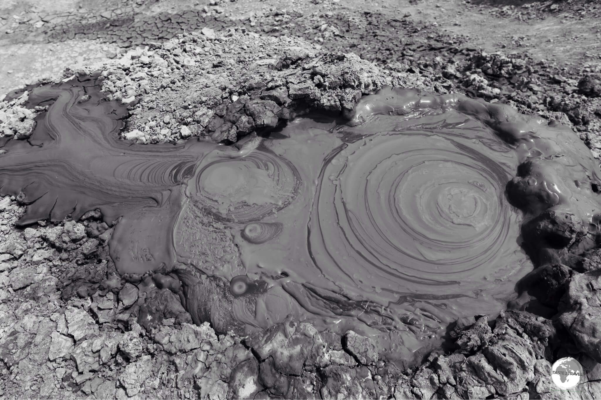 The mud from the volcanoes is cool rather than hot and slowly gurgles its way to the surface.