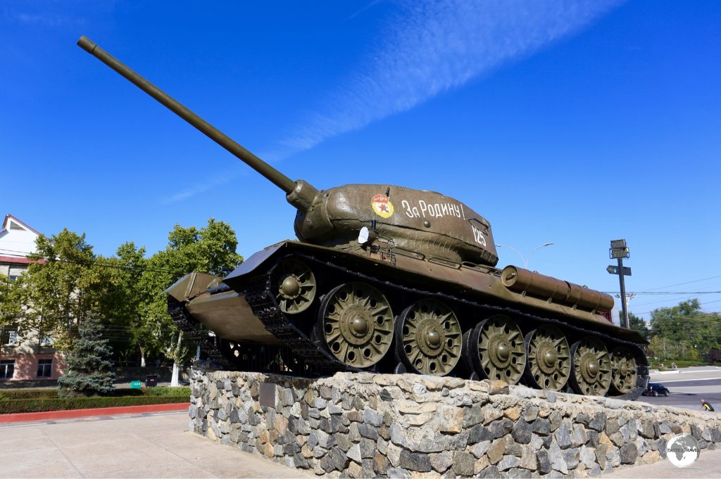 The Tank-34 monument, which features a WWII-era Soviet armoured tank.