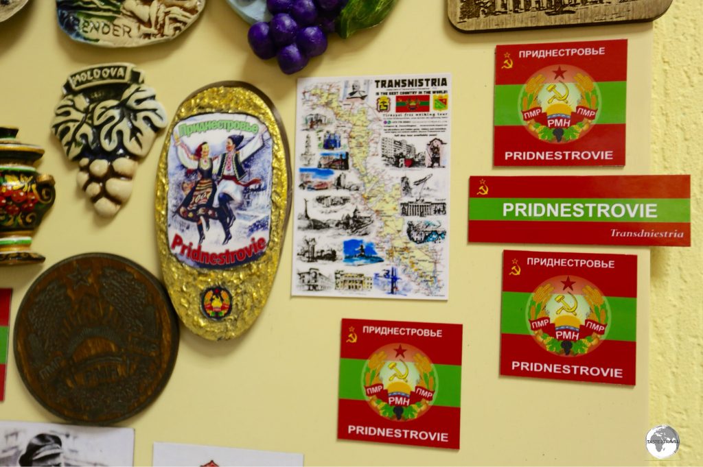 Transnistria magnets on sale at the Tourist Information centre.