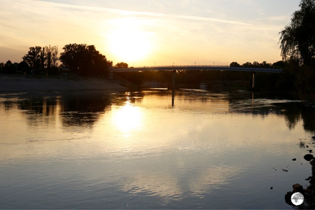 Sunset on the Dniester River in Tiraspol.