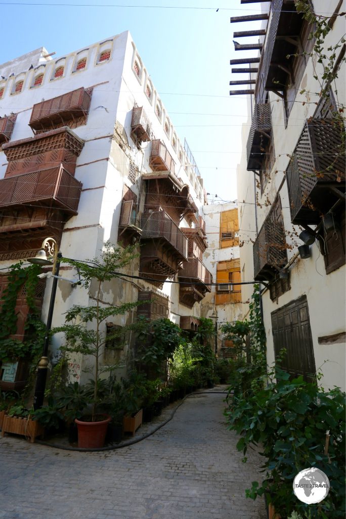 A shady street in the Al Balad historic district of Jeddah.