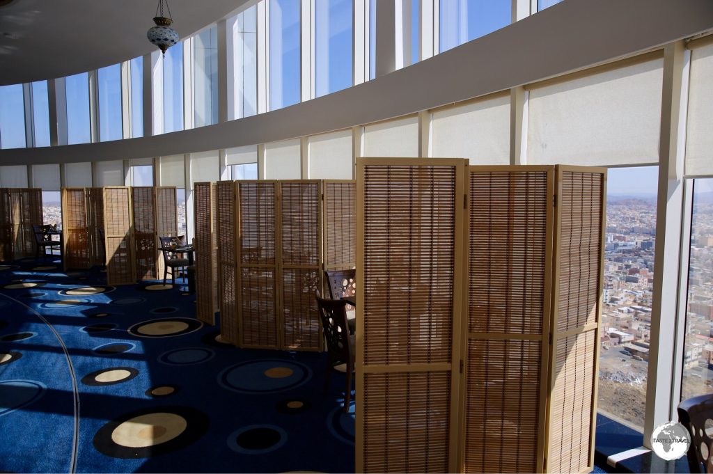 The revolving restaurant. Saudi families prefer to dine behind privacy screens.