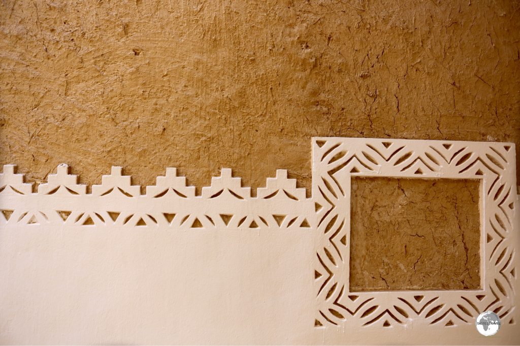 Plaster work on one of the courtyard walls at Al Masmak fortress.