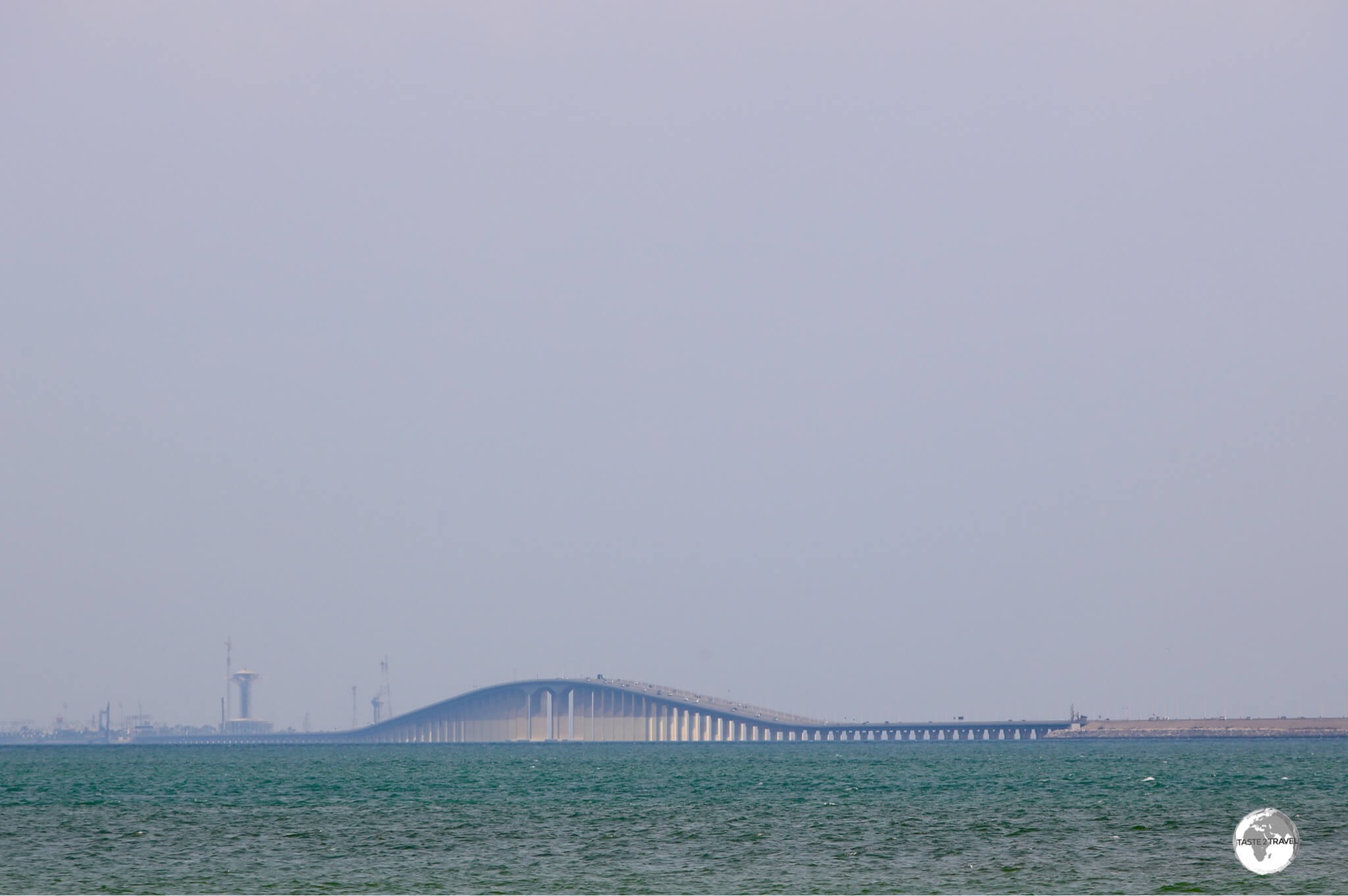 The King Fahd Causeway connects Saudi Arabia to Bahrain.