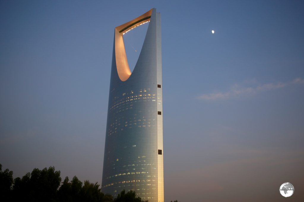 Also known as ‘The bottle-opener’, the 302-metre Kingdom Centre dominates the Riyadh skylines.
