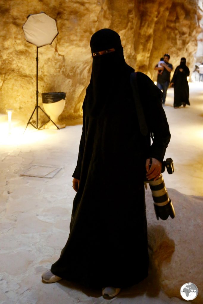 All Saudi woman and most female foreigners, wear the Abeya.