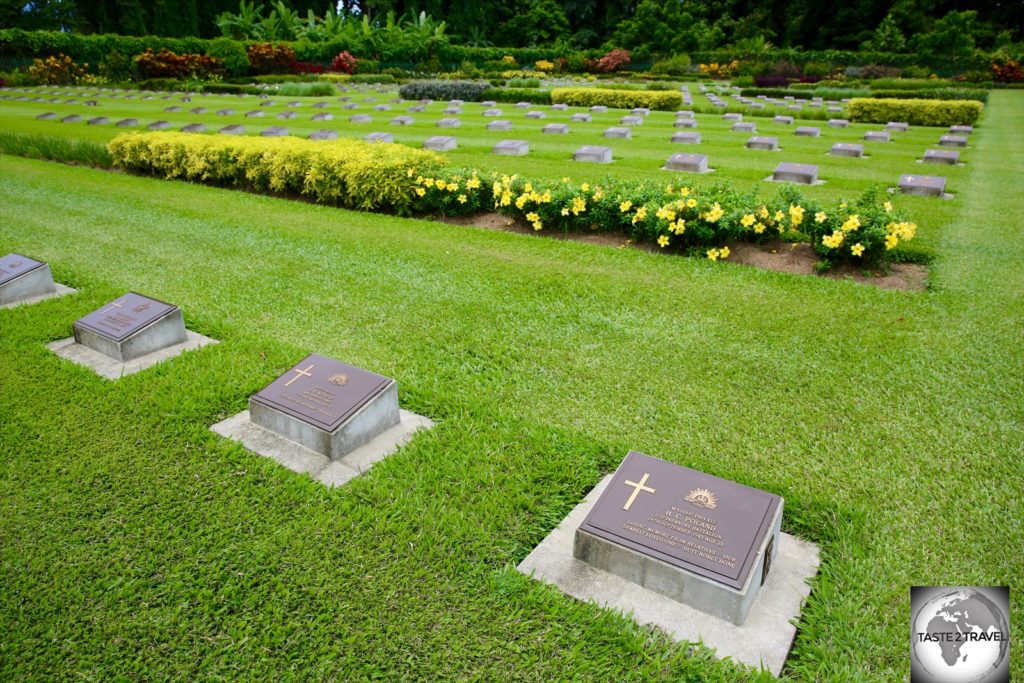 Grave markers for Australian soldiers who died during the many battles which occurred around Lae during WWII.
