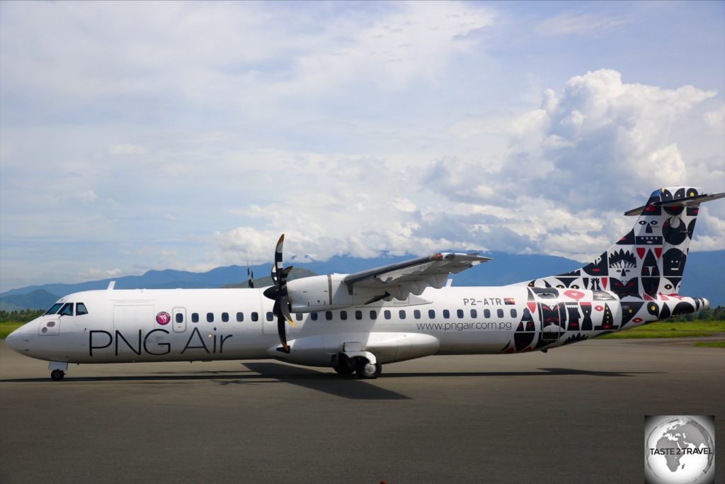 A PNG Air ATR-72 aircraft at Lae airport.