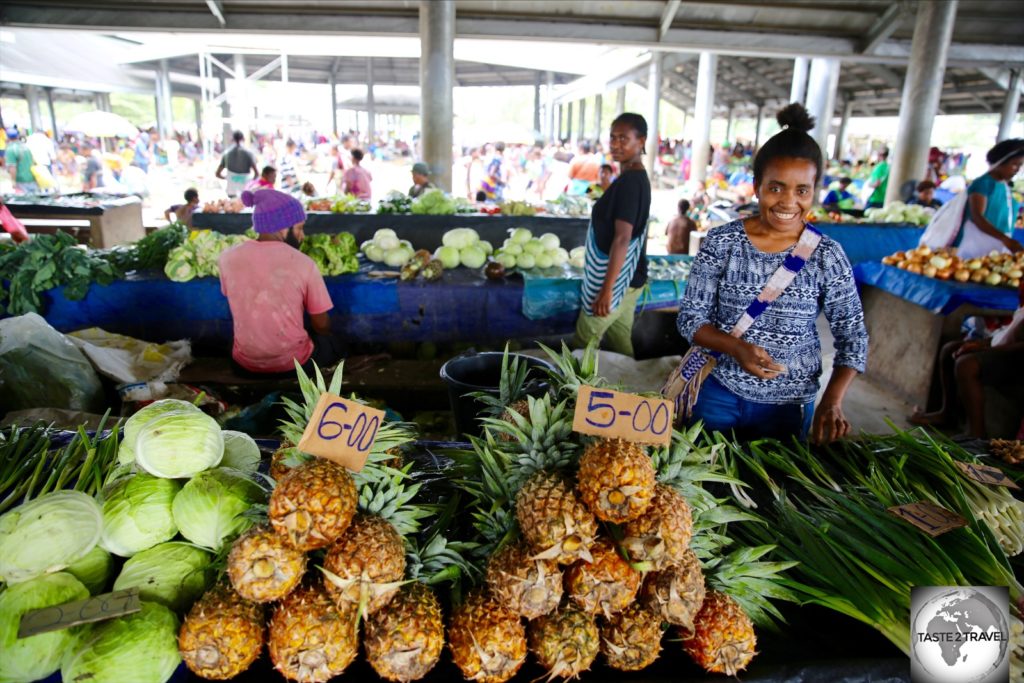 Juicy and sweet, pineapples at Madang market cost just K 5 (USD$1.47).
