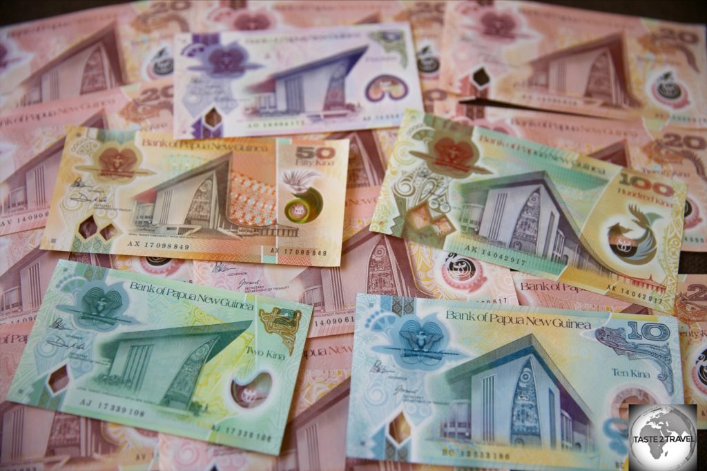 PNG Kina Bank Notes.