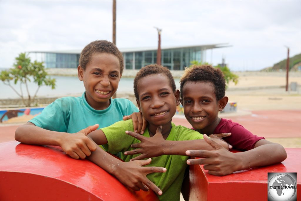 Boys on Ela beach who, like most Papuans, were happy posing for the camera.