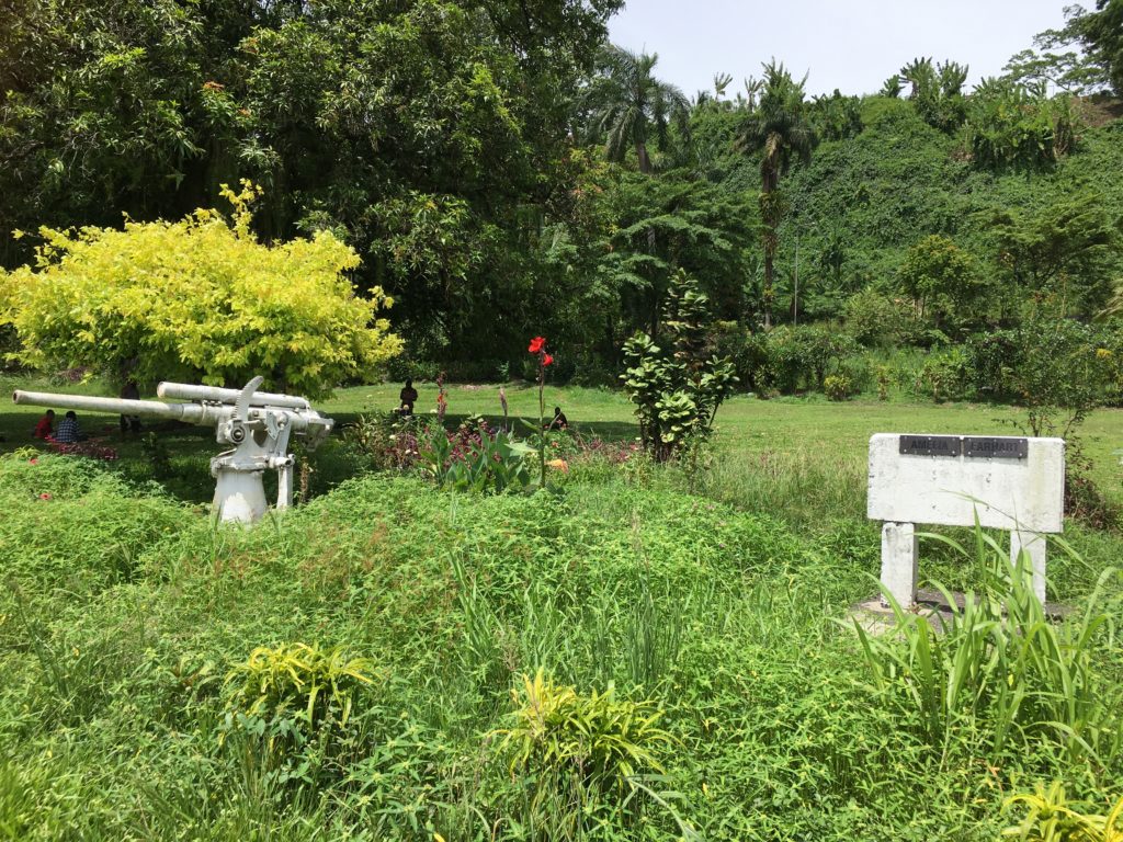 Overgrown and forlorn, the Amelia Earhart memorial in Lae.