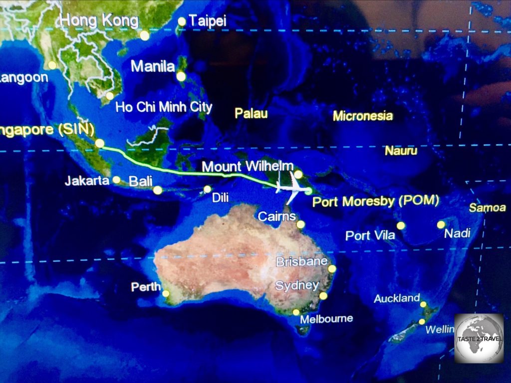 Enroute to PNG from Singapore with Air Nuigini.