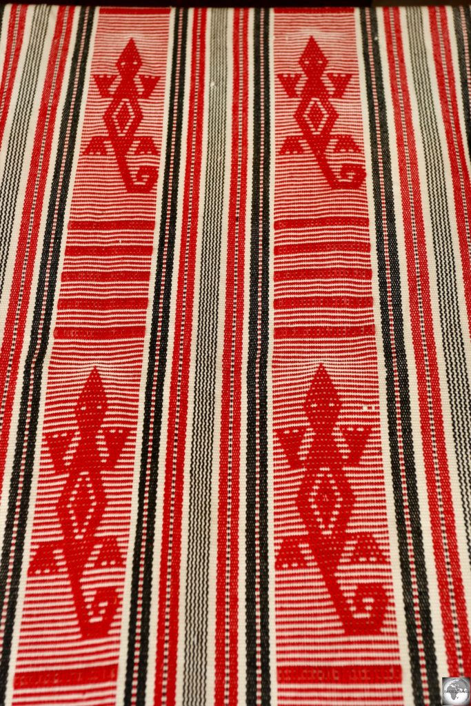 A piece of Tais cloth featuring a Salt-water crocodile, which are common in the waters surrounding Timor.