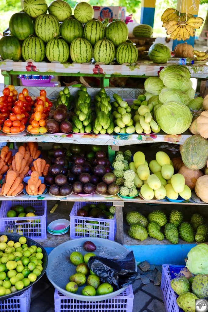 Fruit and vegetables for sale at the waterfront market in Dili.