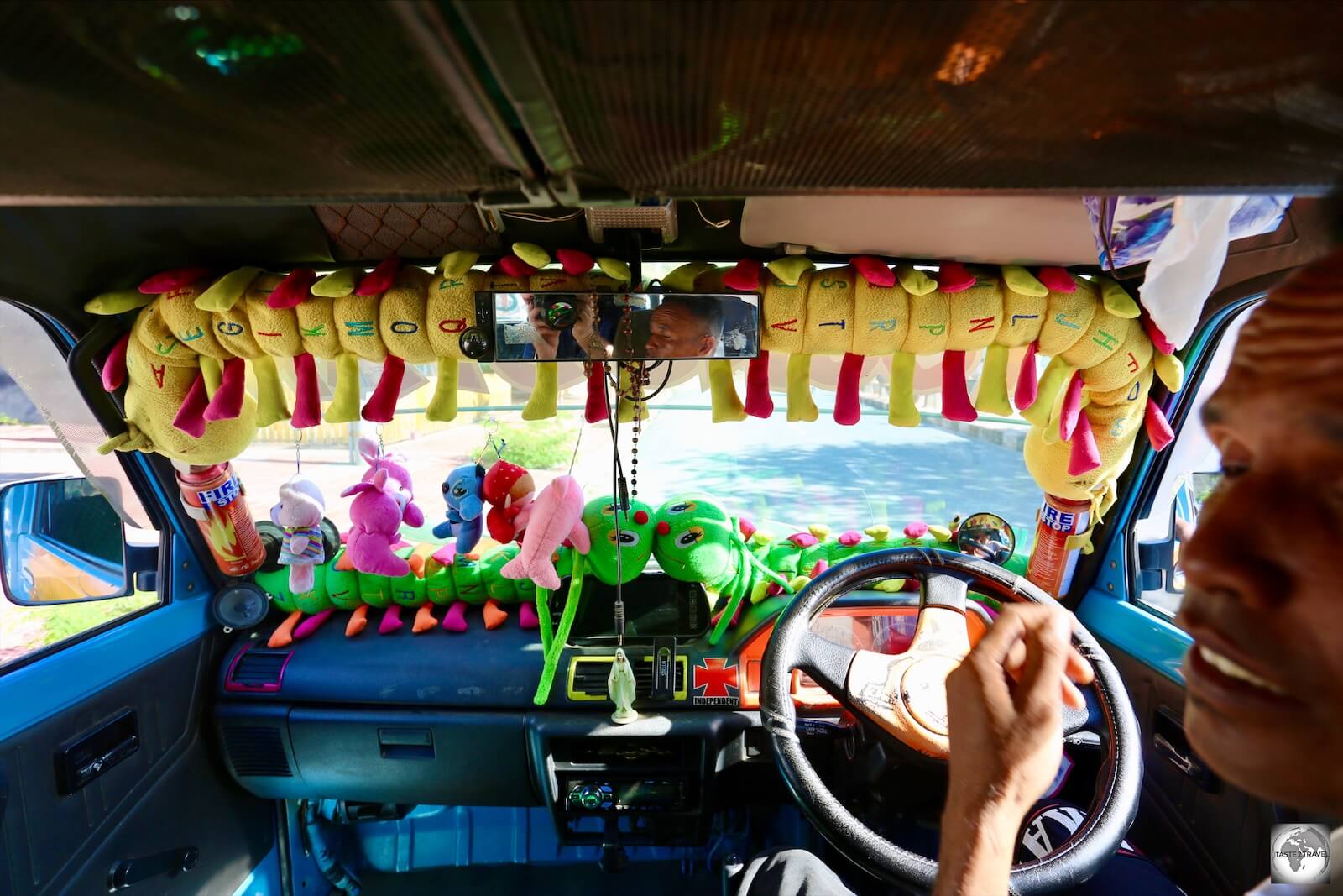 The interiors of most mikrolets are often adorned with colourful, plush toys.