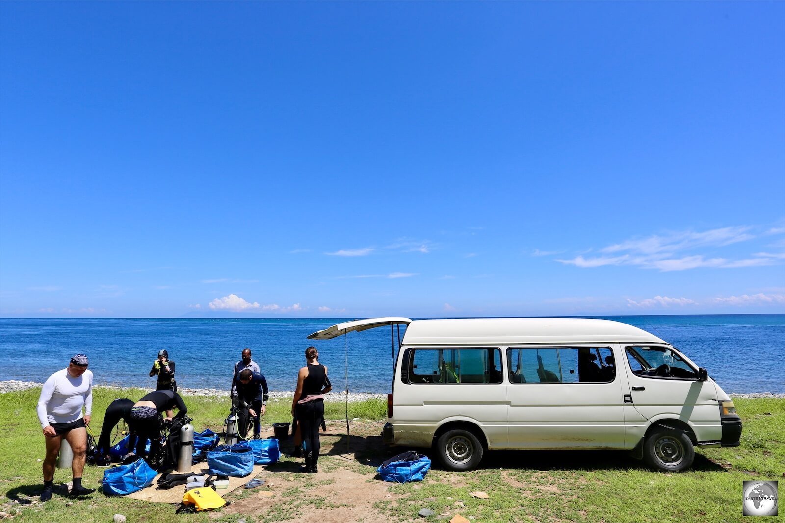 Getting ready for our dive at the 'Dirt Track' dive site.