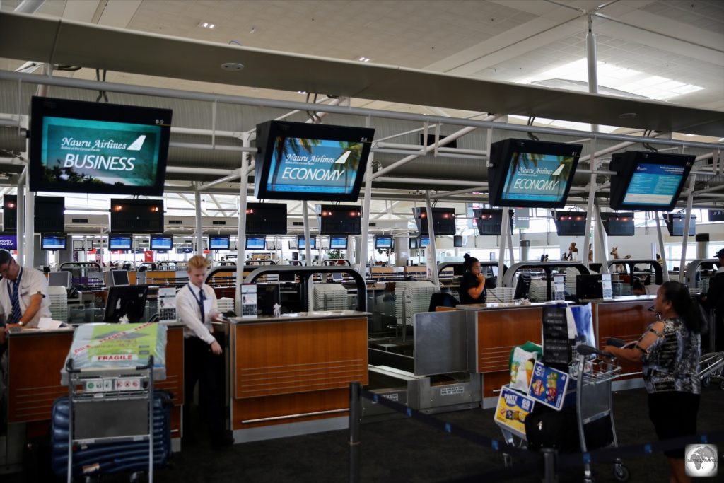 The Nauru Airlines check-in desks at Brisbane airport.