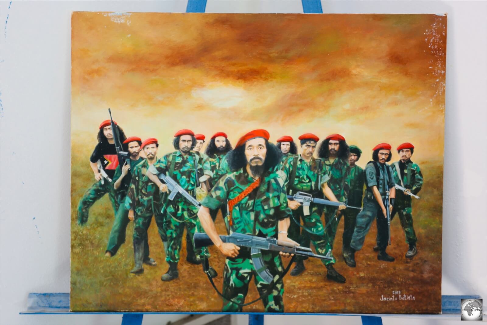 Artwork at the Xanana Gusmão Reading room illustrates the young countries struggle for independence.