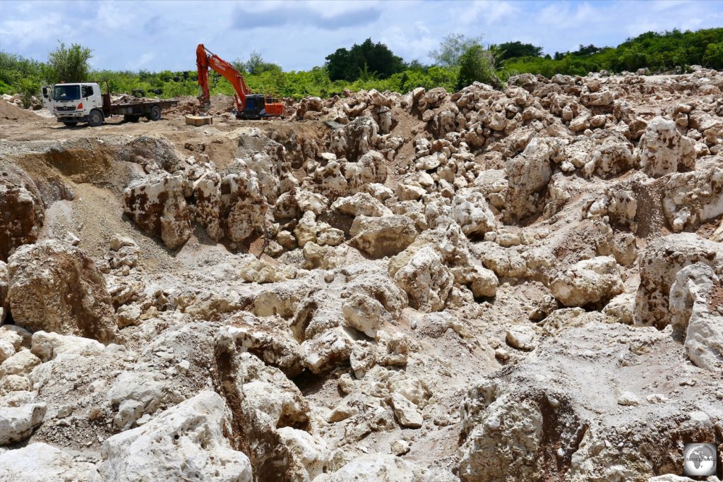 A view of discarded limestone rock at a mine on Topside. Large areas of the interior of Nauru feature such wastelands.